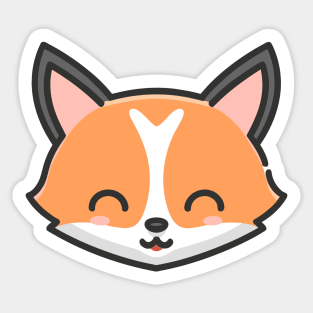 Cute Kawaii Fox Face Illustration Sticker